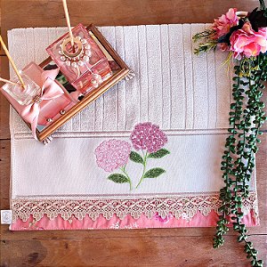 TOALHA DE ROSTO AVULSA - HORTENSIA ROSA