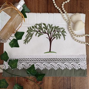 TOALHA DE LAVABO AVULSO BORDADO - ARVORE NOVA, 30CMX45CM