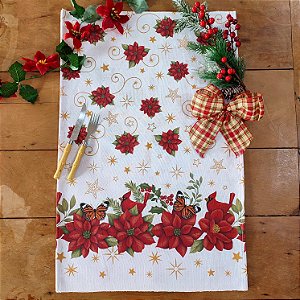 NATAL - PANO DE PRATO ESTAMPADO, IBISCO 72CM X 44CM