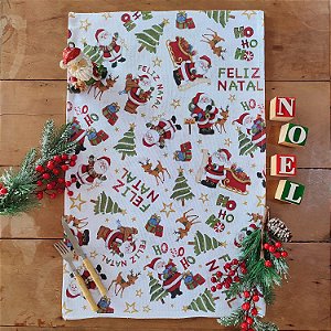 NATAL - PANO DE PRATO ESTAMPADO, PAPAI NOEL 72CM X 44CM