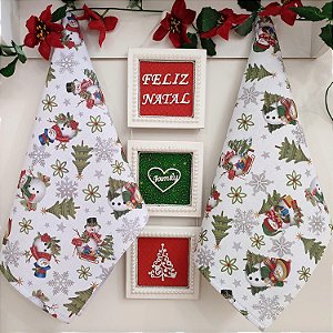 NATAL - PANO DE PRATO ESTAMPADO, BONECO NEVE 72CM X 44CM