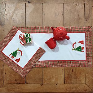 NATAL - CAMINHO DE MESA ESPECIAL BORDADO, NOEL ARVORE 1.10cm x 40cm.