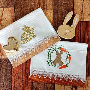 KIT 2 TOALHAS DE LAVABO BORDADAS PÁSCOA - PAZ.