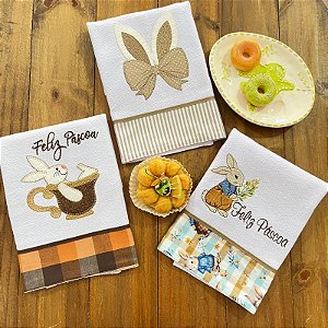 KIT 3 PANO DE PRATO PÁSCOA – FLORES, 65CM X 44CM