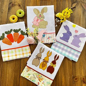 KIT 4 PANOS DE PRATO PÁSCOA - FELICIDADE