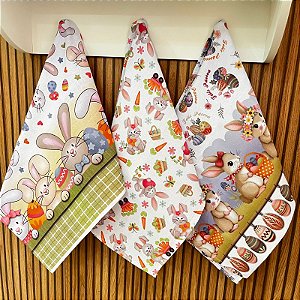 KIT PANOS DE PRATO ESTAMPADO DIGITAL PÁSCOA - ESPECIAIS.