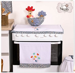 Capa De Fogão 4 Bocas – BORBOLETA AZUL, 57cm X 57cm.