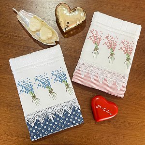 KIT 2 TOALHAS DE LAVABO BORDADAS - RAMOS.