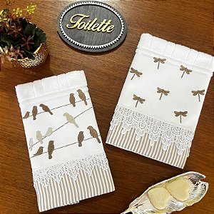 KIT 2 TOALHAS DE LAVABO BORDADAS - LIVRES.