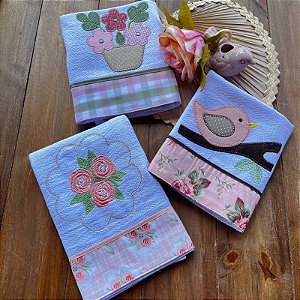 KIT 3 PANO DE PRATO – ROSAS, 65cm x 44cm