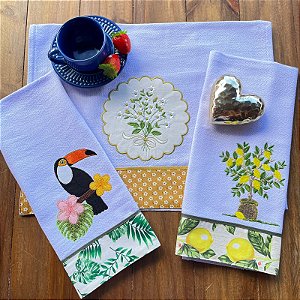 KIT 3 PANO DE PRATO – AMARELO , 65cm x 44cm.