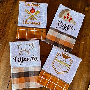 Kit 4 Pano de Prato – COZINHA ENCANTADA, 65cm x 44cm.