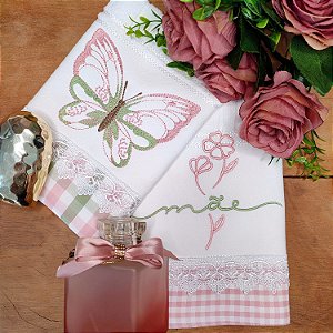 KIT 2 TOALHAS DE LAVABO BORDADAS MÃES - MÃE.