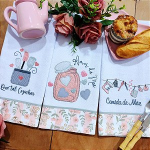 KIT 3 PANO DE PRATO – DOCE MÃE , 65cm x 44cm