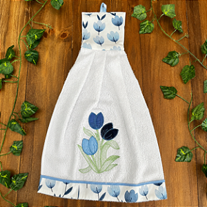BATE MÃO – TULIPA AZUL, 44CM X 26CM.