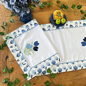 CAMINHO DE MESA ESPECIAL – TULIPA AZUL, 1.10 X 40CM