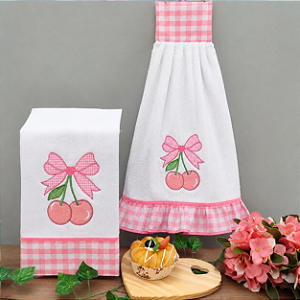 JOGO BATE MÃO E PANO DE PRATO - CHERRY.