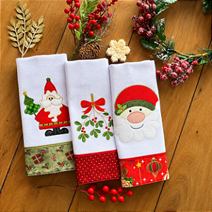 KIT 3 PANO DE PRATO NATAL – 007 , 65cm x 44cm.