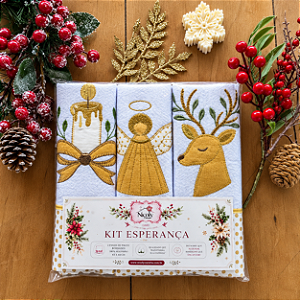 KIT 3 PANO DE PRATO NATAL – 009 , 65cm x 44cm.