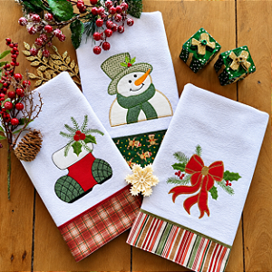 KIT 3 PANO DE PRATO NATAL – 011, 65cm x 44cm.