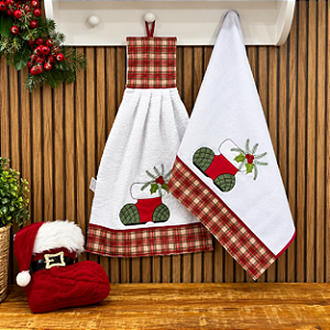 JOGO BATE MÃO E PANO DE PRATO NATAL - BOTA.