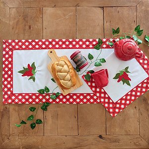 CAMINHO DE MESA ESPECIAL - PIMENTA XADREZ, 1,10CM X 40CM.