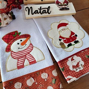 NATAL - KIT 2 PANOS DE PRATO, VERMELHOS 65X44CM
