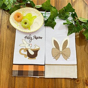 KIT 2 PANOS DE PRATO - PÁSCOA CHOCOLATE