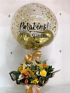 Ballons Flowers Dourado