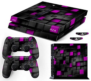 Skin PS4 Slim - Cubos Roxos - 226 - Tf Arts Adesivos Personalizados