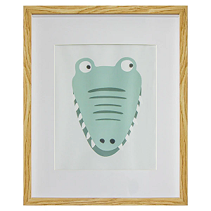 QUADRO JACARÉ COM MOLDURA AMADEIRADO-EN