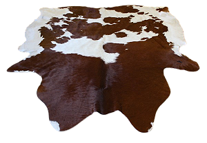 TAPETE DE COURO MARROM E BRANCO ESPECIAL BIS-01