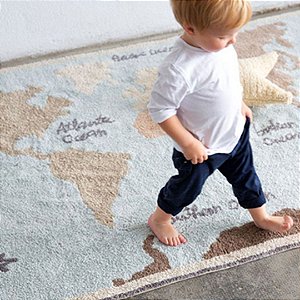TAPETE INFANTIL 1,40 X 2,00M LORENA CANALS MAPA MUNDI VINTAGE