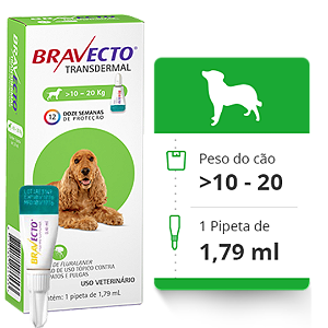 Bravecto Transdermal para Cães de 10 a 20 Kg - 500 mg