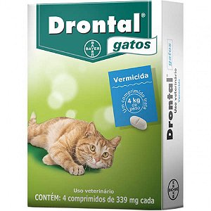 Drontal Gatos 4kg com 4 comprimidos Bayer Elanco