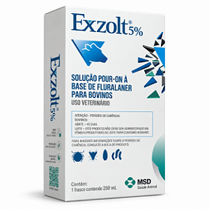 Exzolt 5% Pour-On MSD 250 mL - Ectoparasiticida para Bovinos