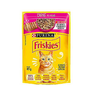 Sachê Purina Friskies Carne ao Molho para Gatos Adultos - 85 g