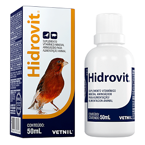 Hidrovit Vetnil Vitaminas e Eletrólitos para Aves e Suínos - 50 ml