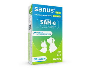Sanus 200 mg Avert 30 Cápsulas - Suplemento para Cães e Gatos