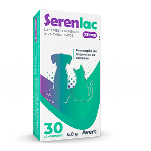 Serenlac 75 mg Avert 30 Comprimidos - Suplemento para Cães e Gatos