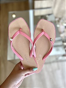 Chinelo Detalhe De Pedra Na Tira Rosa Dara