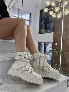 Coturno Off White Com Spikes/Corrente Martina