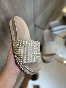 Flat Bege Com Strass Marfim Manu
