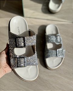 Birken Off White Com Aplicações Prata Junia