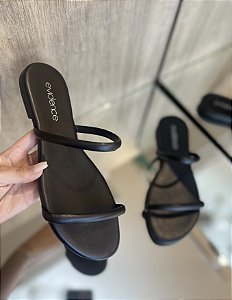 Flat Preta Duas Tiras Pâmela