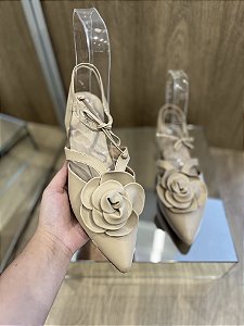 Sapatilha Bege Detalhe De Flor Eliza