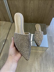 Mule Rose Com Strass Natalia