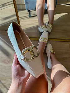 Mocassim Creme com Corrente Jolie