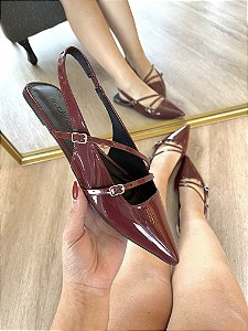 Sapatilha Slingback Cherry Com Fivelas Tifani