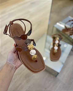 Sandália Rasteira Camel Eloise
